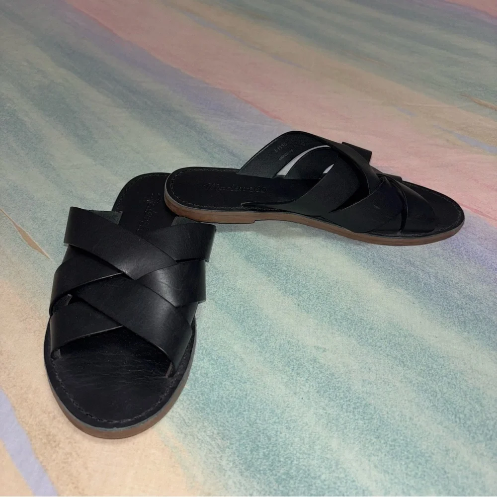 Madewell the Broadwalk Woven Slide black size 6